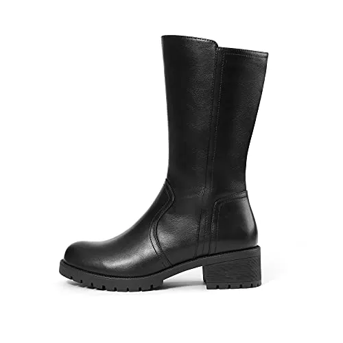DREAM PAIRS Women's Black Riding Combat Motorcycle Mid Calf Winter Boots Size 7 Truly
