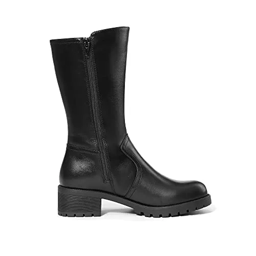 DREAM PAIRS Women's Black Riding Combat Motorcycle Mid Calf Winter Boots Size 7 Truly