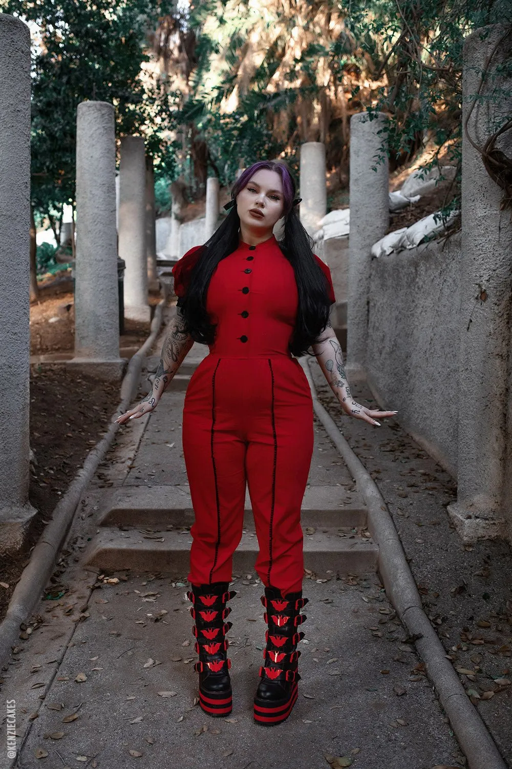 Dune Bat Platform Boots [BLACK/RED]