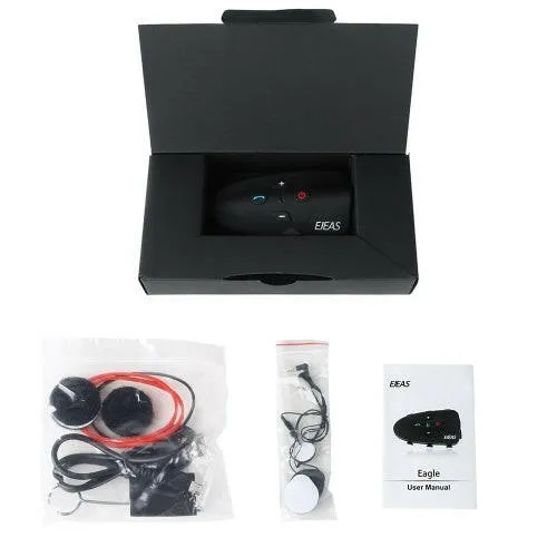 EJEAS 2 Rider Helmet Cycling Interphone BT Handsfree Intercom Helmet Headset 1200M Full Duplex Talking Intercom FM Radio