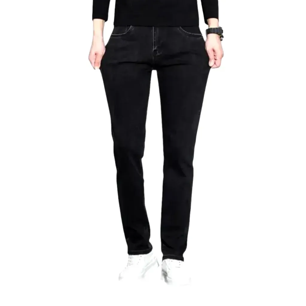 Flexible elastic straight-cut men's jeans