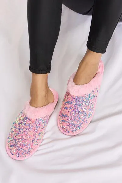 Forever Link Shining Bliss Plush Sequin Pink Slippers