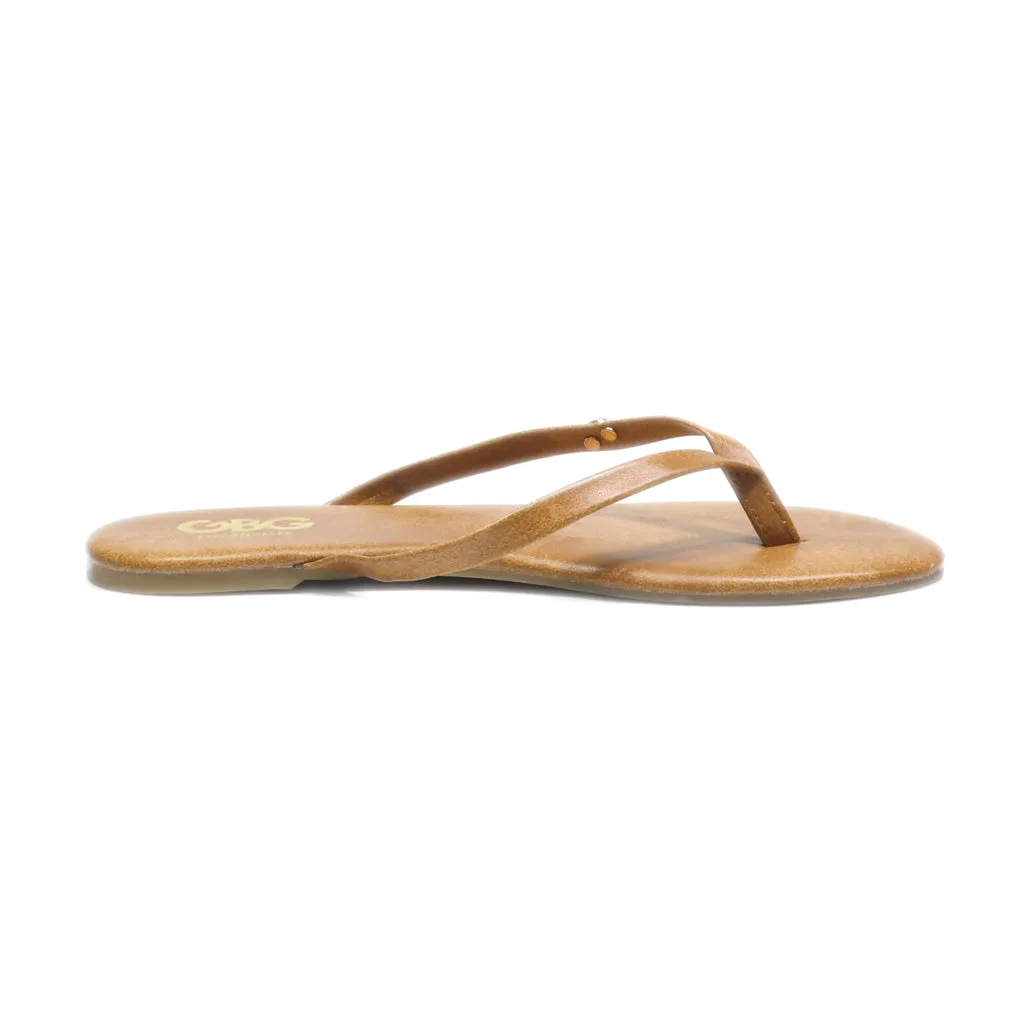 Gbg Slippers Leather Brown Colour For Women