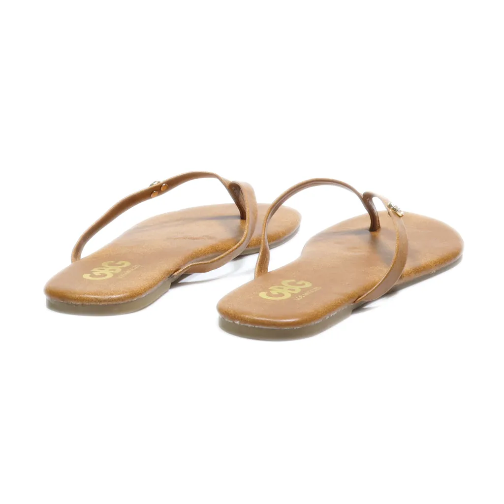 Gbg Slippers Leather Brown Colour For Women