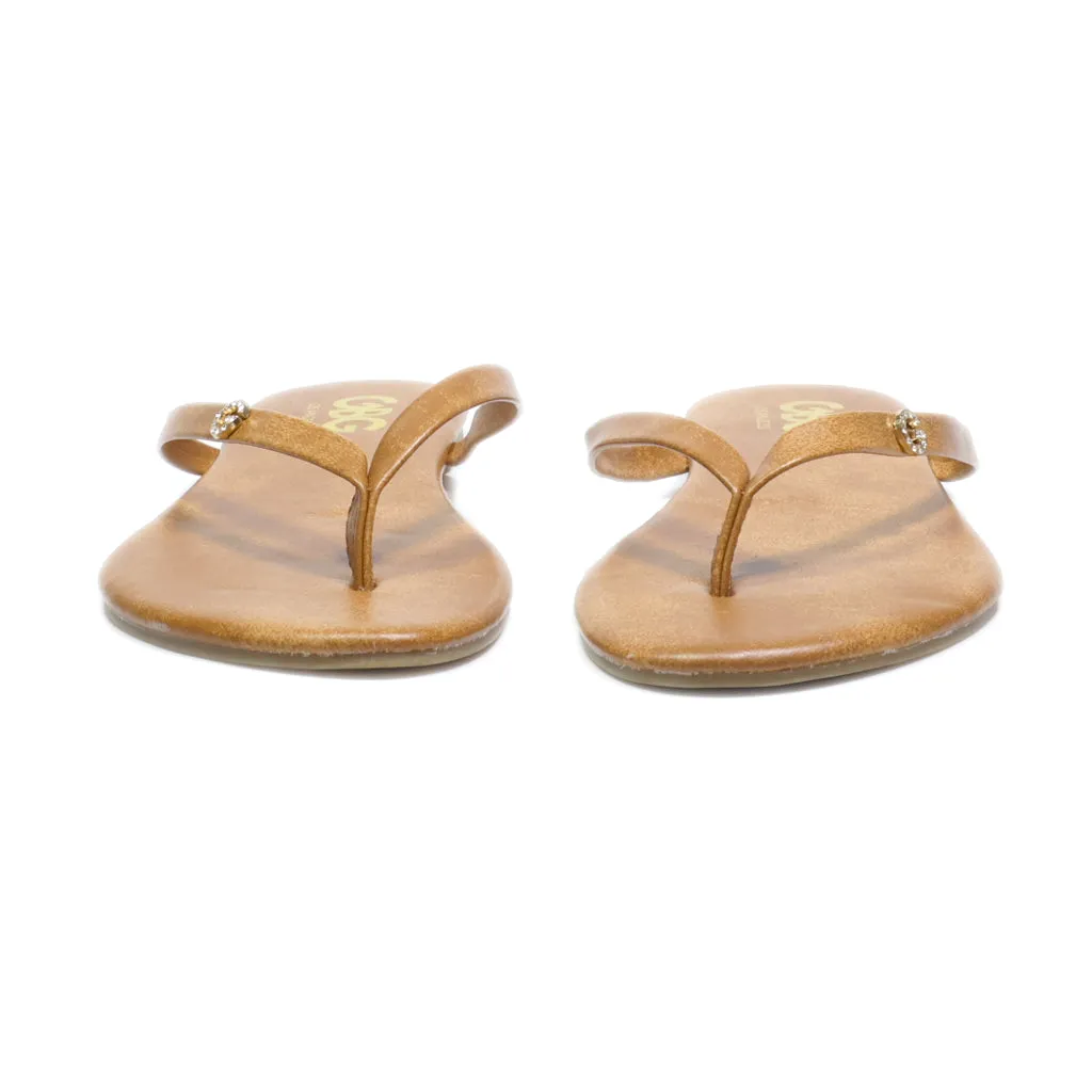 Gbg Slippers Leather Brown Colour For Women