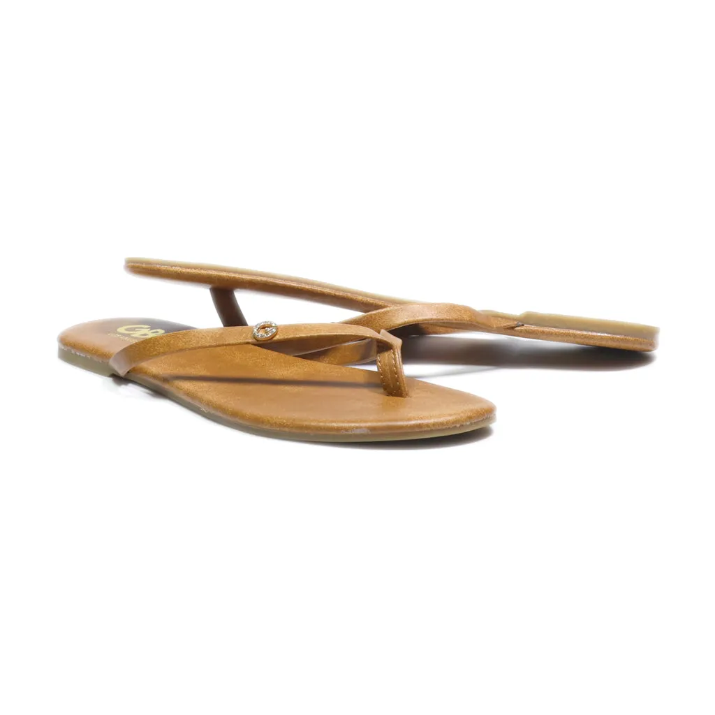 Gbg Slippers Leather Brown Colour For Women