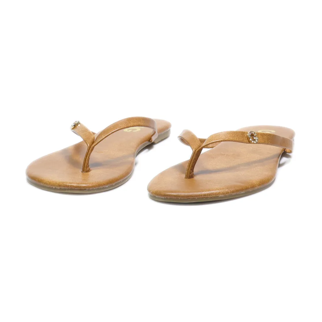 Gbg Slippers Leather Brown Colour For Women