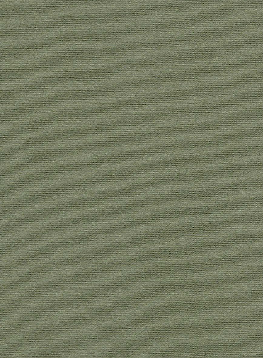 Green Feather Cotton Canvas Stretch Pants