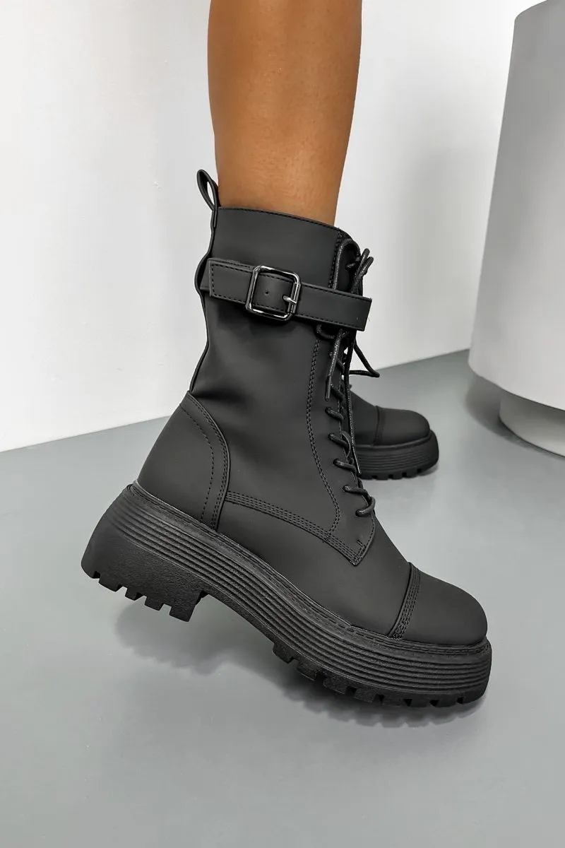 HARLEY Chunky Buckle Ankle Boots - Black