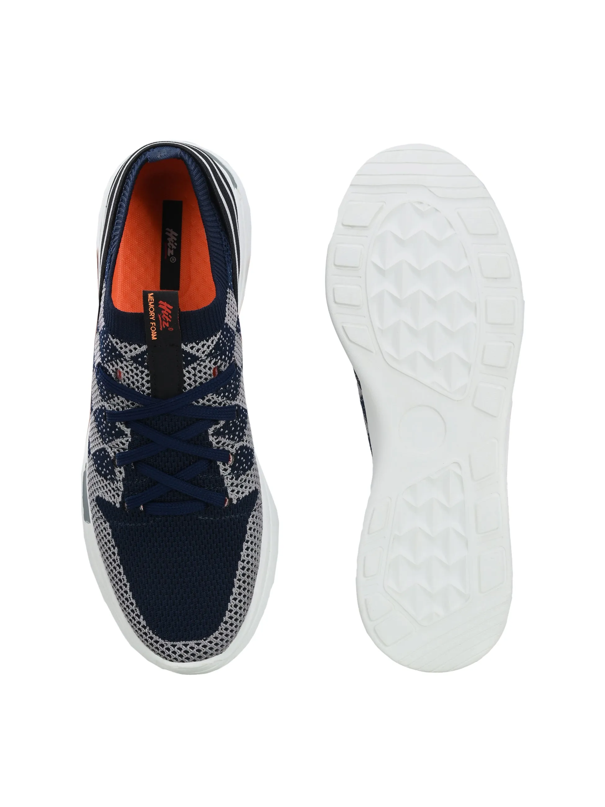 HITZ211 Men's Blue Leather Casual Lace-Up Shoes
