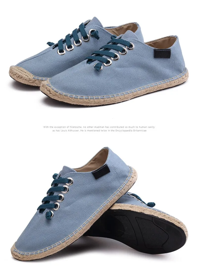 Hnzxzm Canvas Shoes Men Flat Casual Loafers Breathable Hemp Lazy Shoes Cool Young Man Footwear Slip-on Cloth Black Big Size 45 A1494