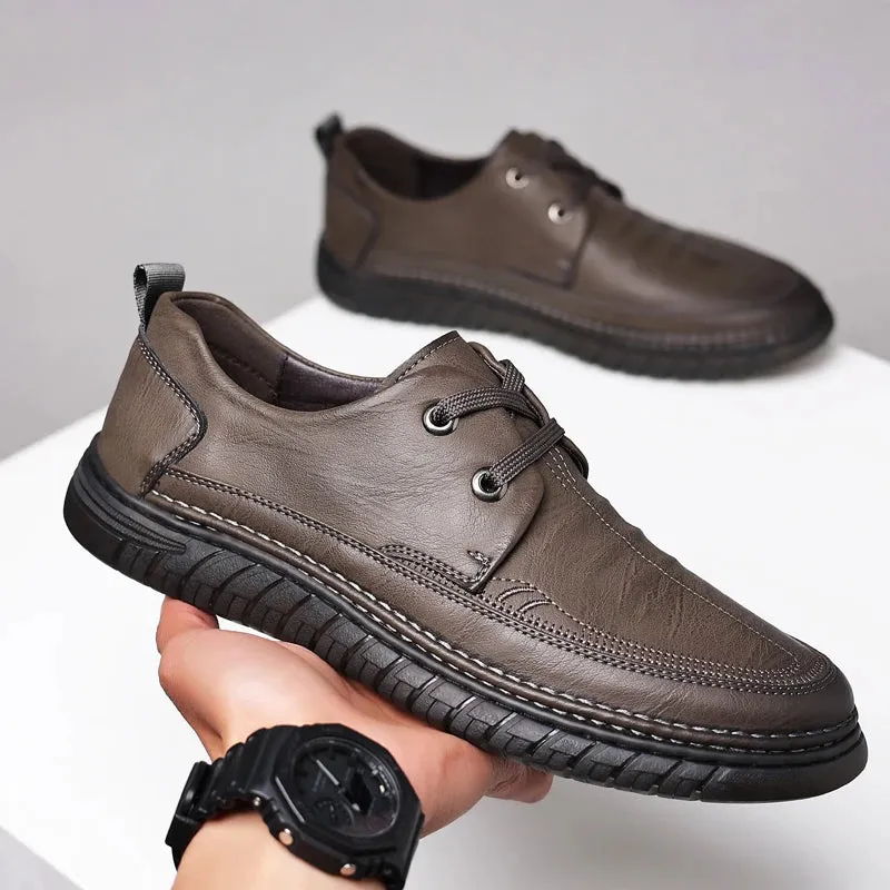 Hnzxzm Men Loafers Slip on Autumn Brand Men's Casual Shoes Fashion Leather Shoes for Men Soft Bottom Business Leather Flat Shoes Men