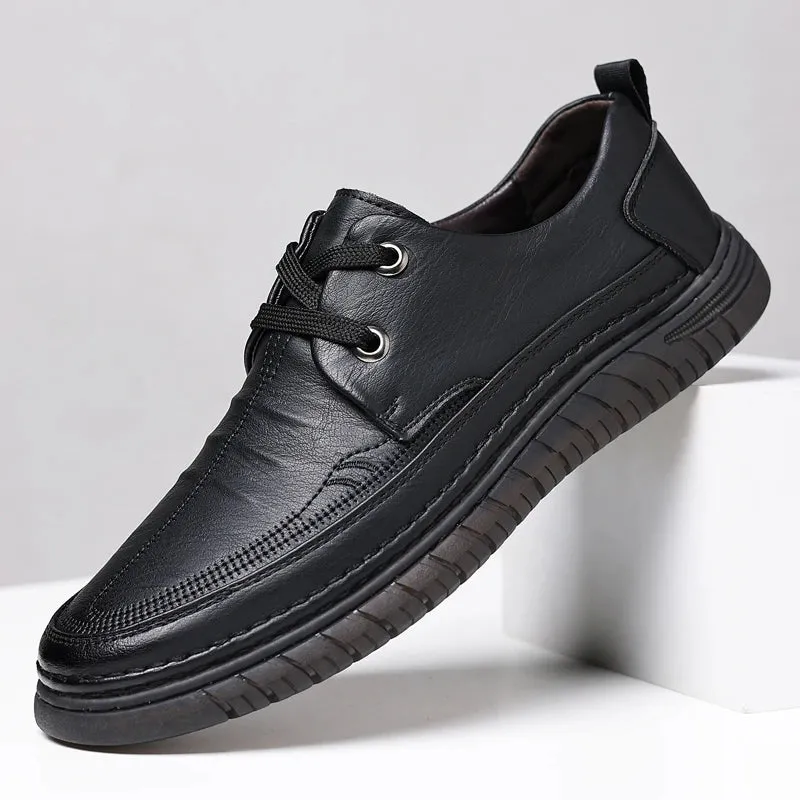 Hnzxzm Men Loafers Slip on Autumn Brand Men's Casual Shoes Fashion Leather Shoes for Men Soft Bottom Business Leather Flat Shoes Men