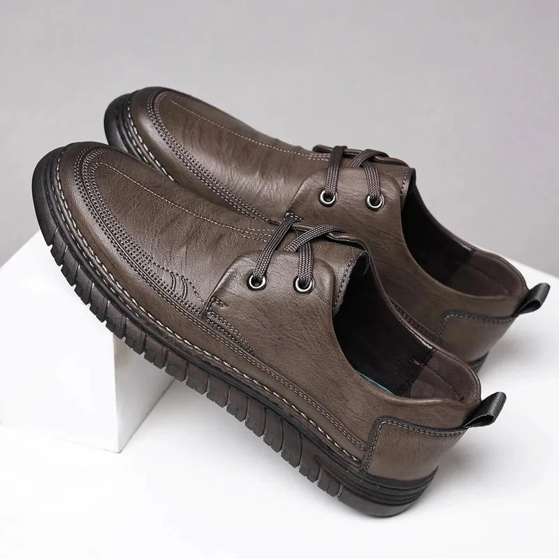 Hnzxzm Men Loafers Slip on Autumn Brand Men's Casual Shoes Fashion Leather Shoes for Men Soft Bottom Business Leather Flat Shoes Men