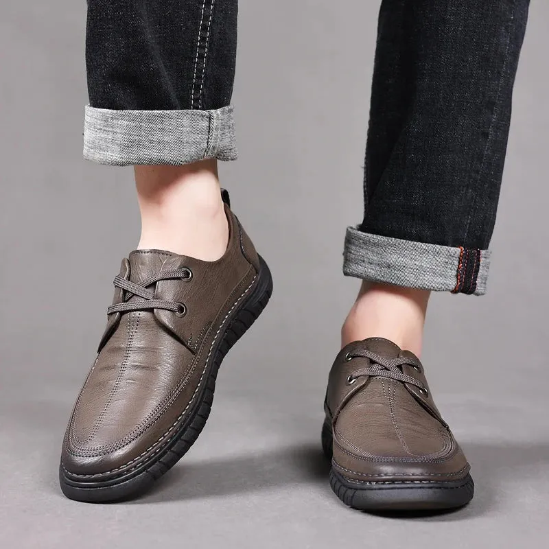 Hnzxzm Men Loafers Slip on Autumn Brand Men's Casual Shoes Fashion Leather Shoes for Men Soft Bottom Business Leather Flat Shoes Men