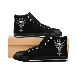 Horned Skull Inverted Cross Dagger Splitting Skull Men's High Tops