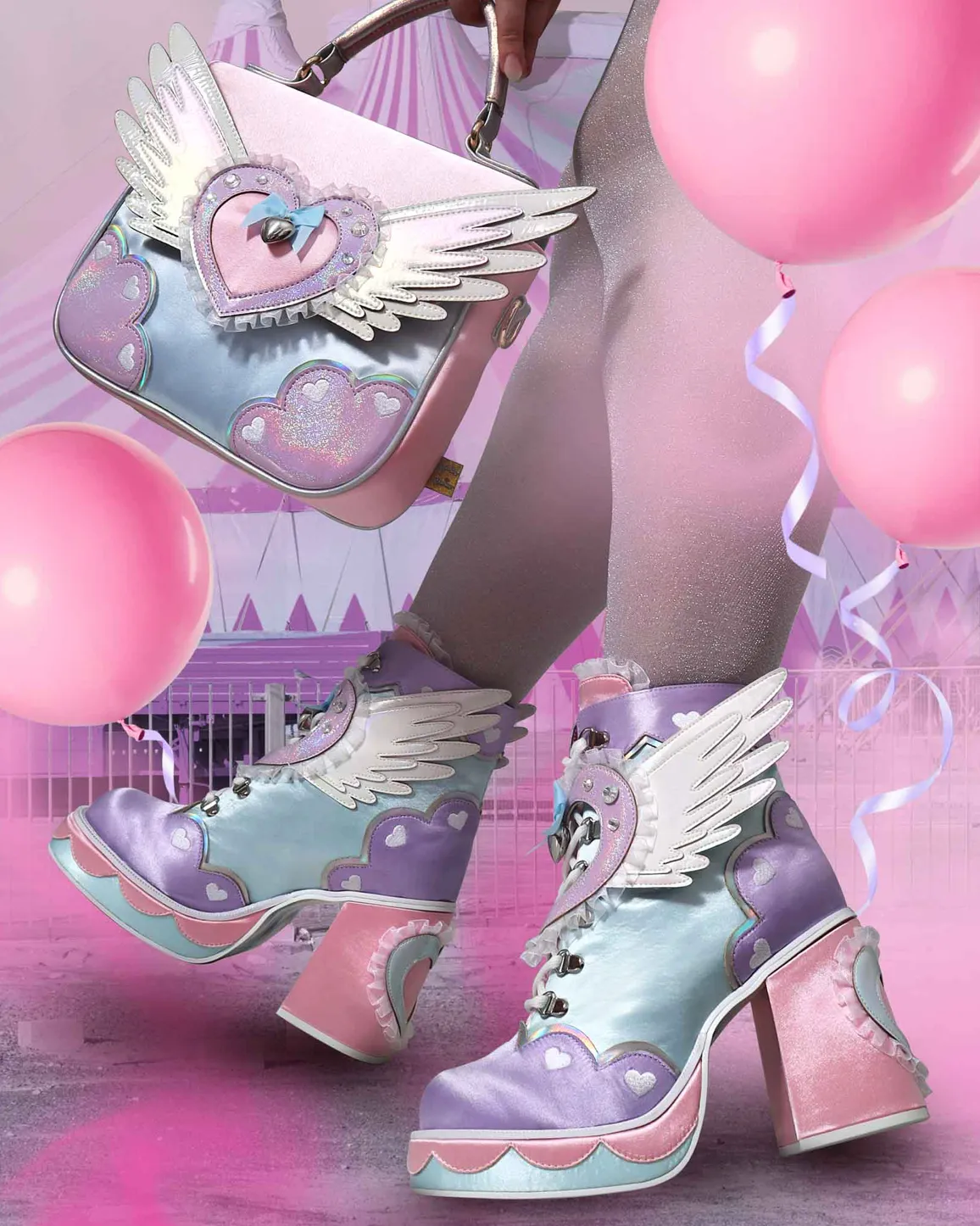 Irregular Choice Womens Heart Way There High Heel - Pink/Lilac