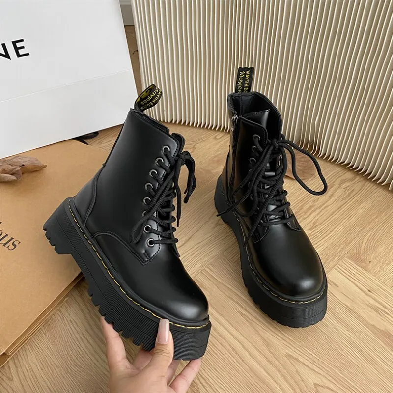 Ivyshape | British Style Platform Boots for Women