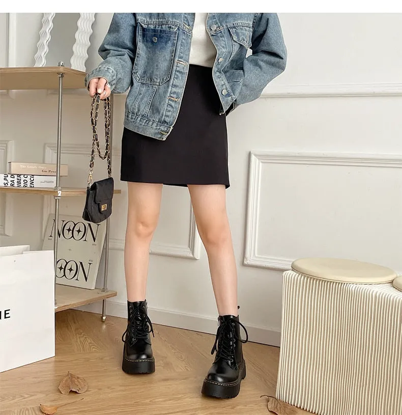 Ivyshape | British Style Platform Boots for Women