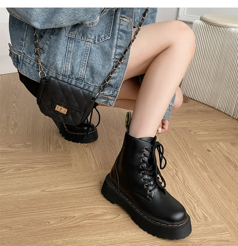 Ivyshape | British Style Platform Boots for Women