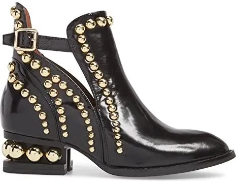 Jeffrey Campbell Rylance Black Box Gold Embellished Cut Out Buckle Ankle Booties