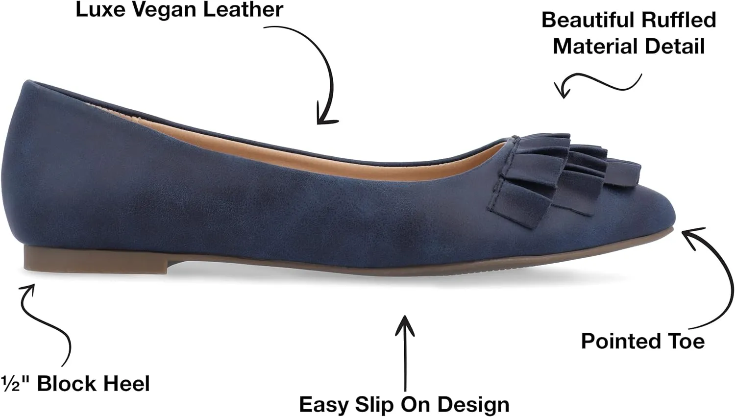 Journee Collection Women's Judy Classic Pointed Toe Ballet Flats Color Blue Size 6.5W