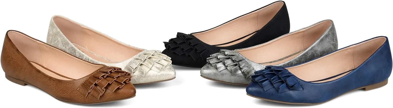 Journee Collection Women's Judy Classic Pointed Toe Ballet Flats Color Blue Size 6.5W