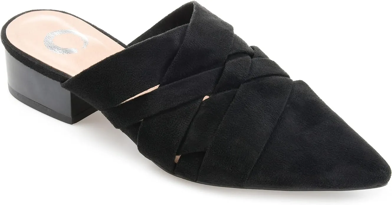 Journee Collection Women's Kalida Block Heel Pointed Toe Mules  Color Black Size 6.5M