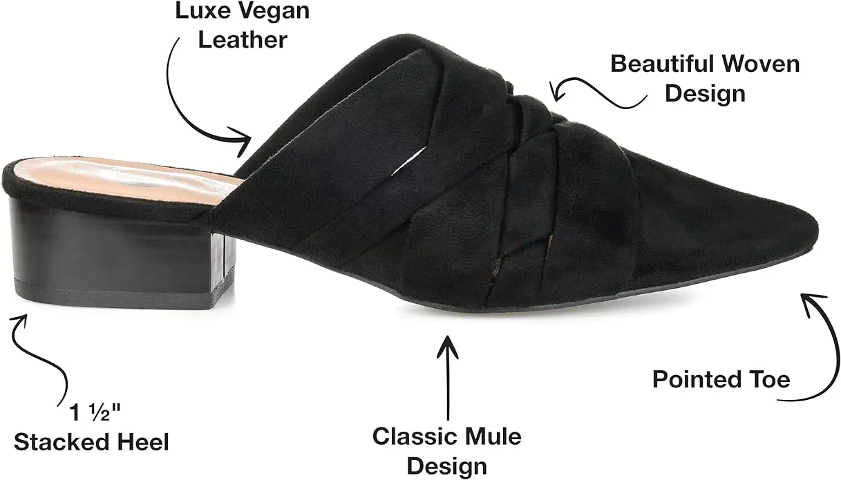 Journee Collection Women's Kalida Block Heel Pointed Toe Mules  Color Black Size 6.5M