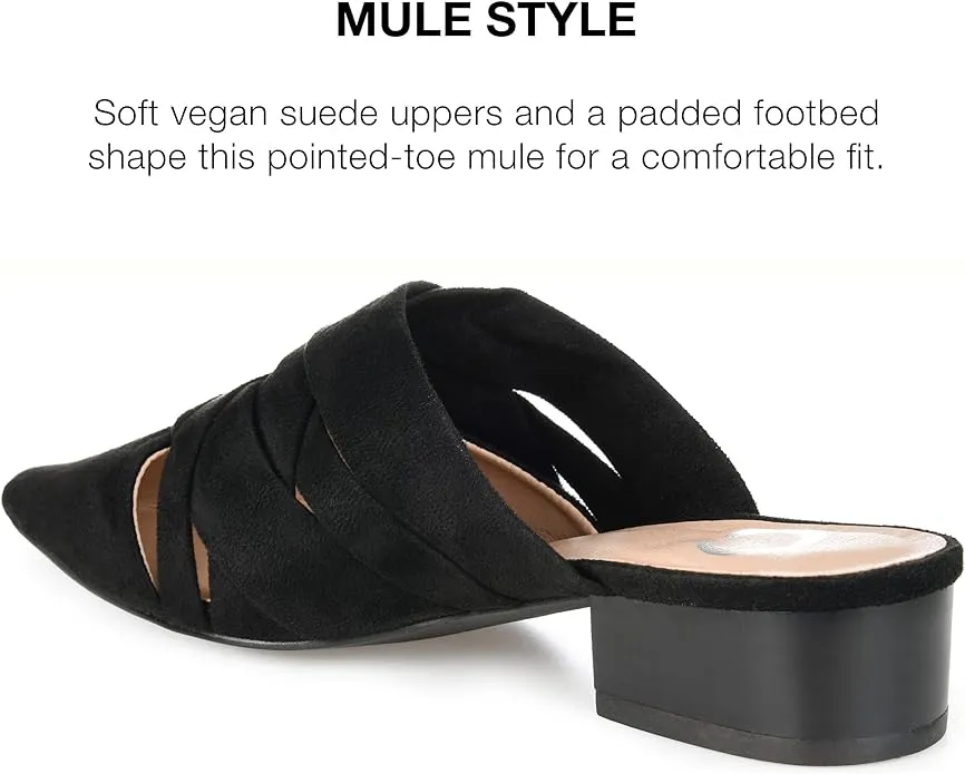 Journee Collection Women's Kalida Block Heel Pointed Toe Mules  Color Black Size 6.5M