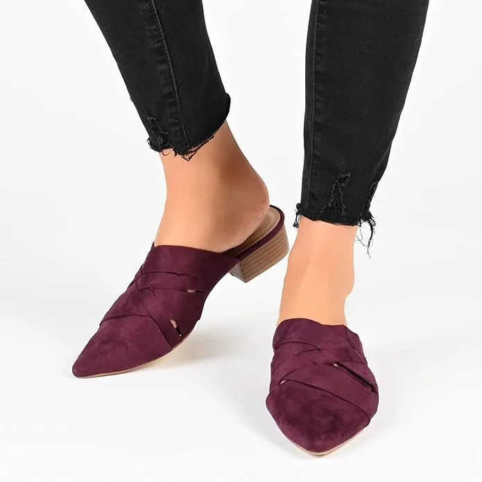 Journee Collection Women's Kalida Block Heel Pointed Toe Mules  Color Black Size 6.5M