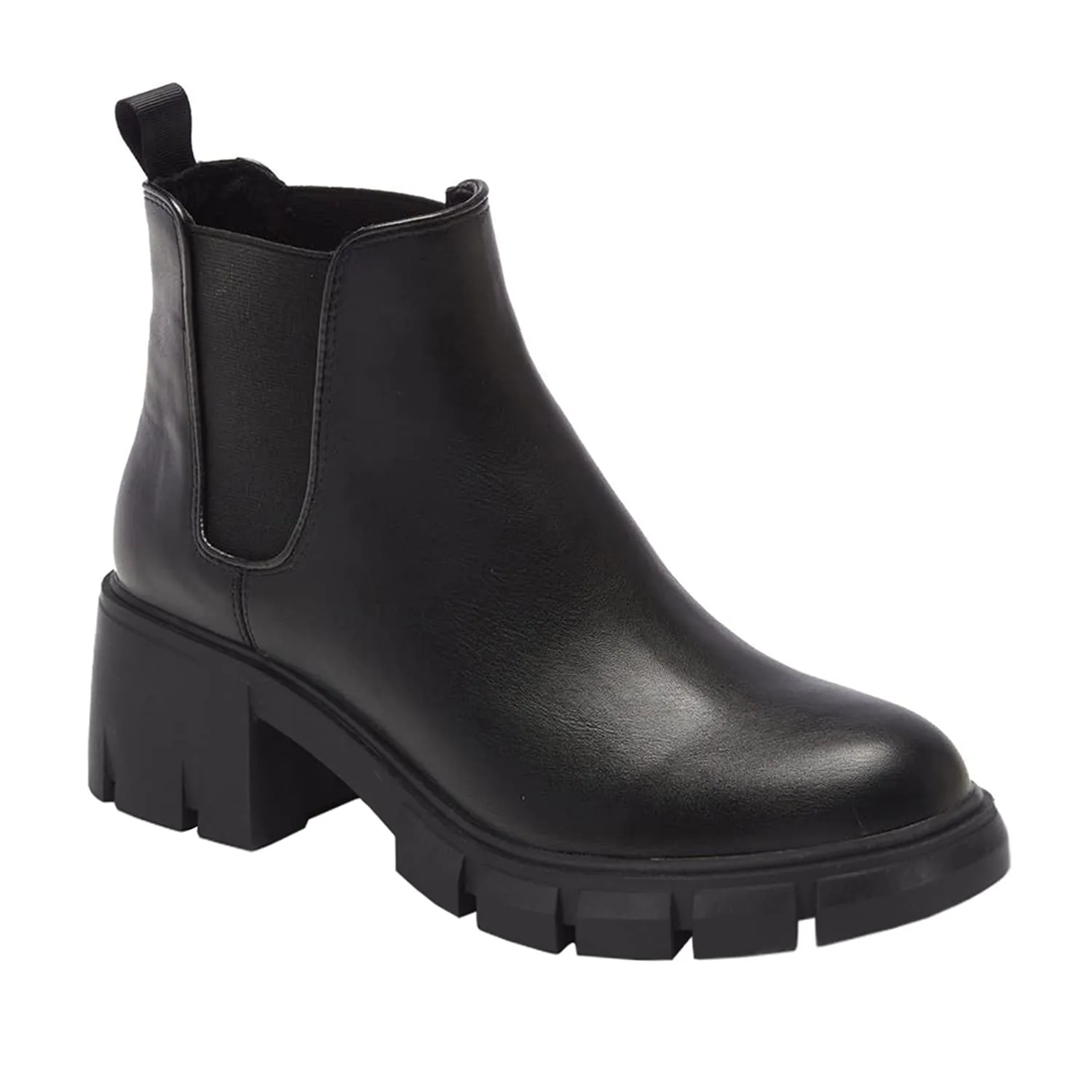 Juliet Holy Womens Lug Sole Platform Ankle Booties Chelsea Slip on Chunky Block Heel Leather Combat Boots 7.5