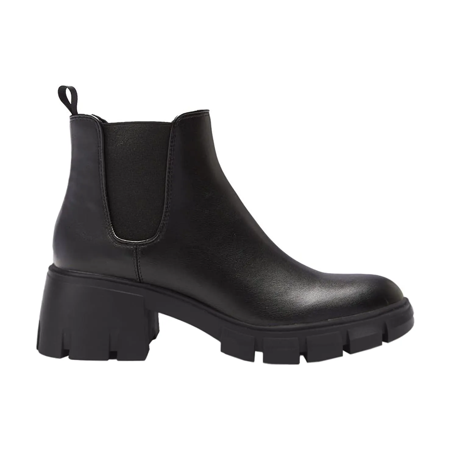 Juliet Holy Womens Lug Sole Platform Ankle Booties Chelsea Slip on Chunky Block Heel Leather Combat Boots 7.5