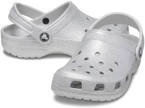 Kids Classic Crocs | Clog | Silver Glitter
