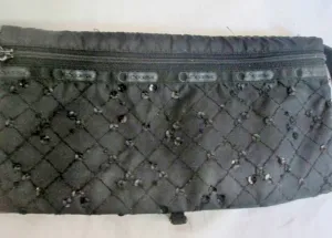 LeSPORTSAC vegan foldover shoulder bag crossbody purse messenger BLACK M Sequin