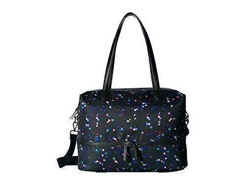 London Fog Women's Vinyl Weekender Bag Black Dot Print One Size