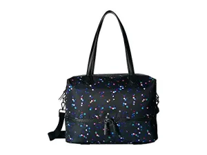 London Fog Women's Vinyl Weekender Bag Black Dot Print One Size