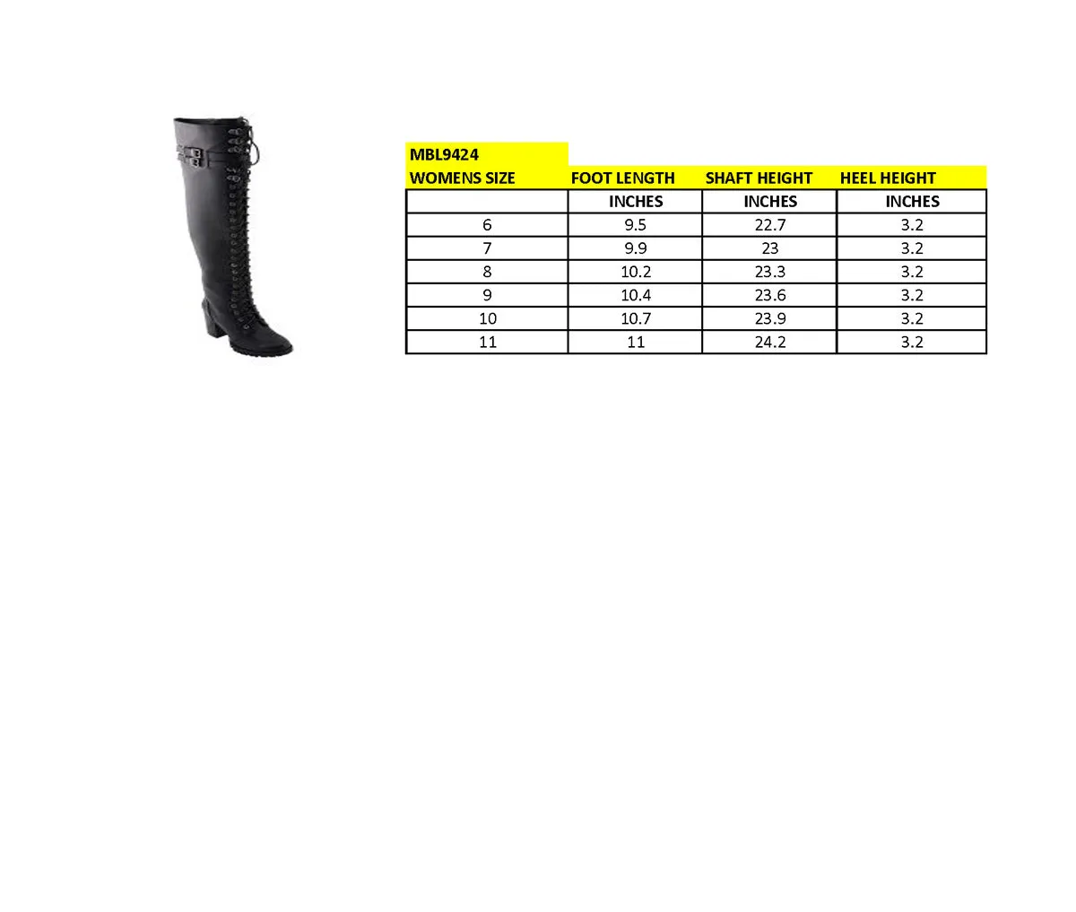 MBL9424 Women's Black Above the Knee Boots with Lace-Up Closure