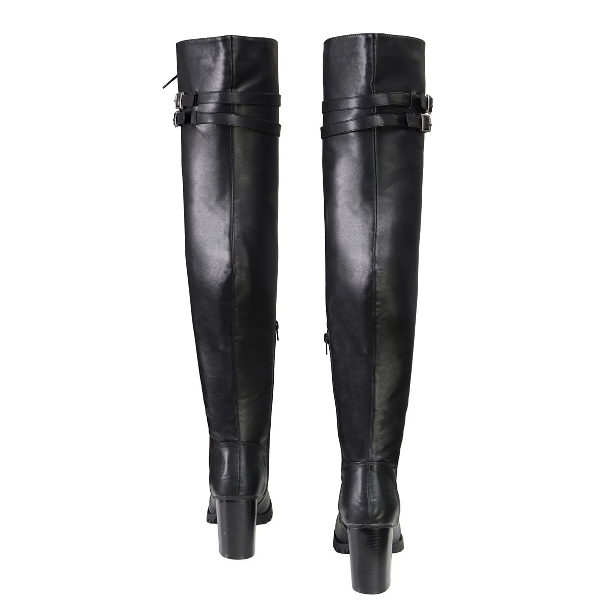 MBL9424 Women's Black Above the Knee Boots with Lace-Up Closure