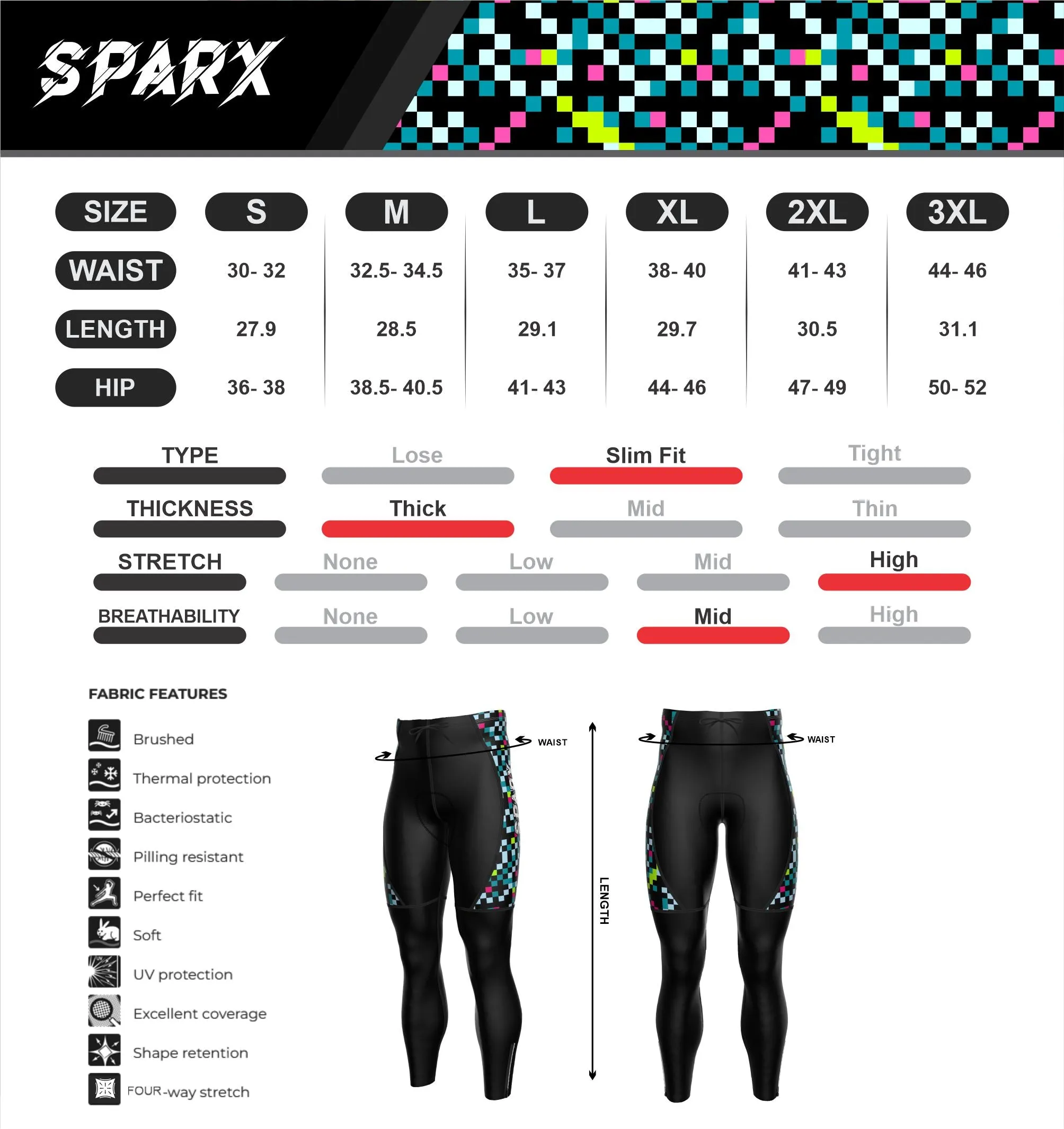 Men Cubes Cycling Tights