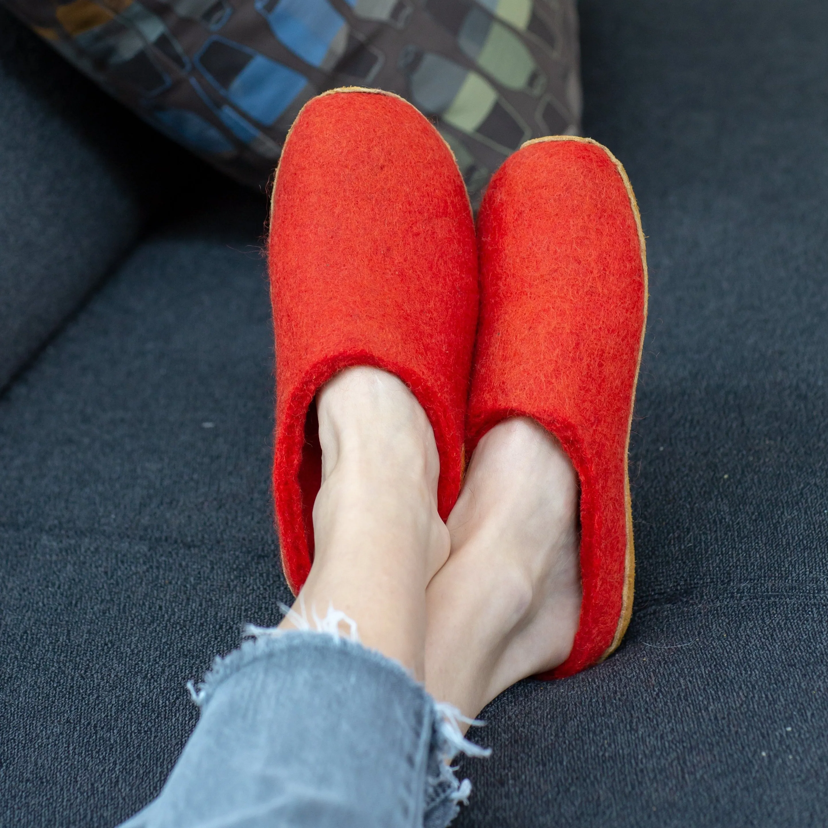 Nauseni Handmade Wool Felt Slippers Mountain Coral