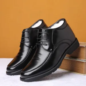 New Arrival Winter Shoes Men Genuine Leather Footwear Black Business High top Shoes Warm Plush Men Casual Shoes A2845