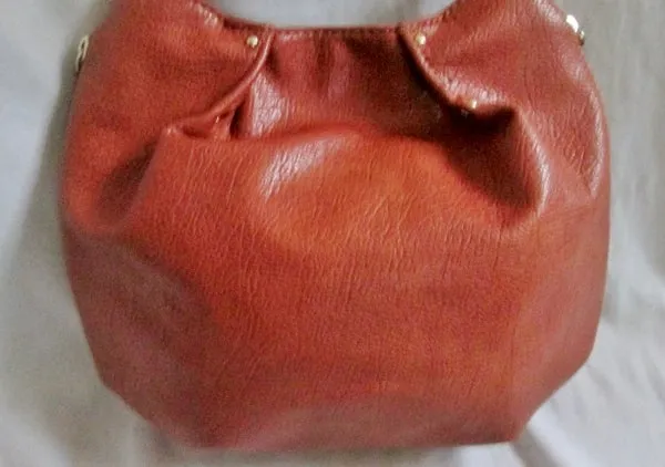 NEW BIG BUDDHA Vegan Faux Leather Shoulder Bag Hobo Satchel BROWN Purse Rouched