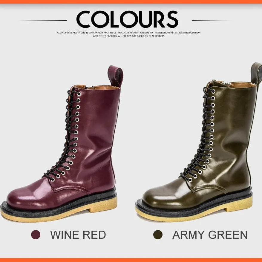 New Designers High Platform Gothic Shoes | Women Mid-Calf Boots Lace-Up  Boots
