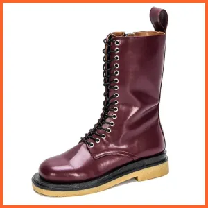 New Designers High Platform Gothic Shoes | Women Mid-Calf Boots Lace-Up  Boots