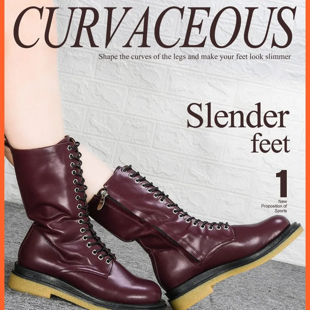 New Designers High Platform Gothic Shoes | Women Mid-Calf Boots Lace-Up  Boots