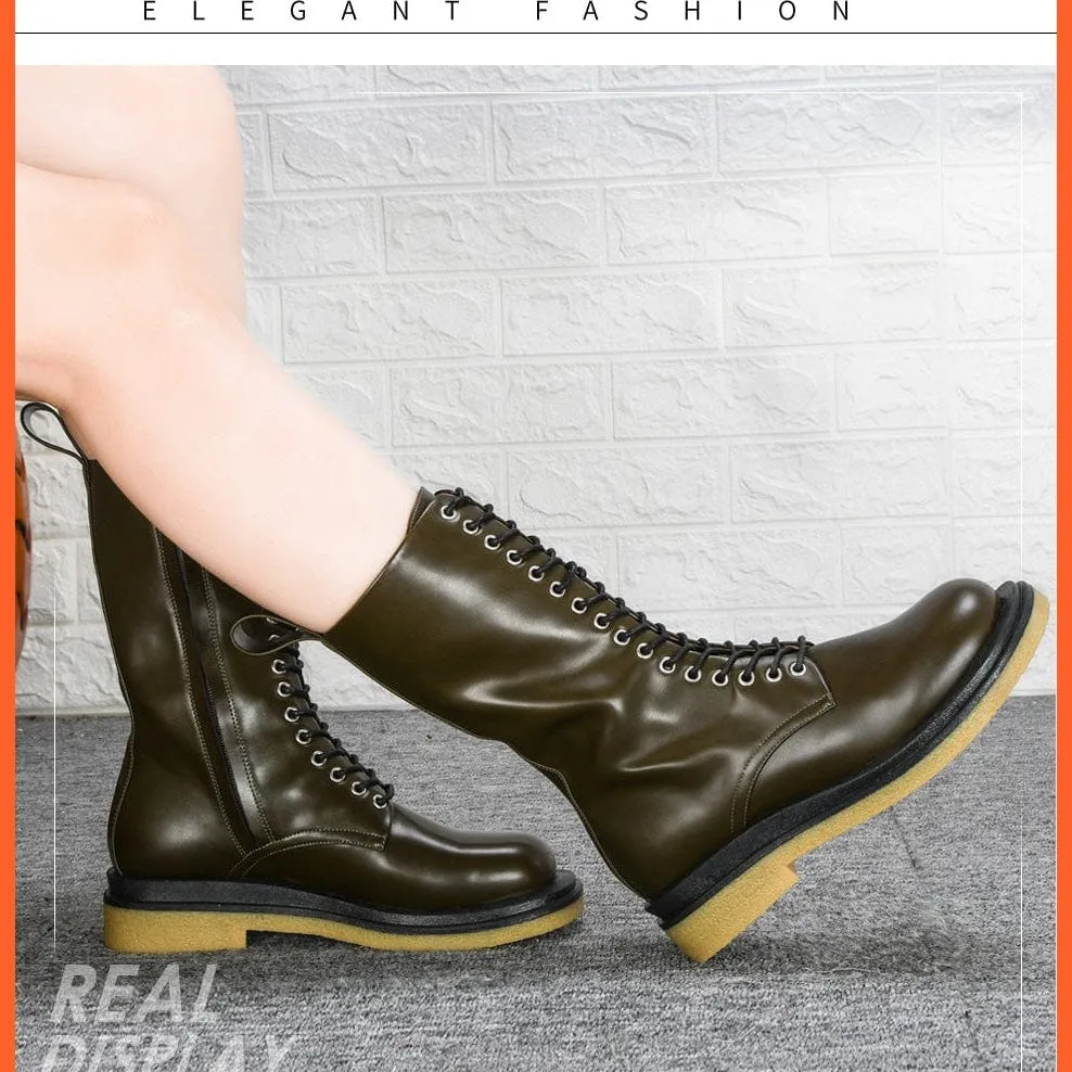 New Designers High Platform Gothic Shoes | Women Mid-Calf Boots Lace-Up  Boots