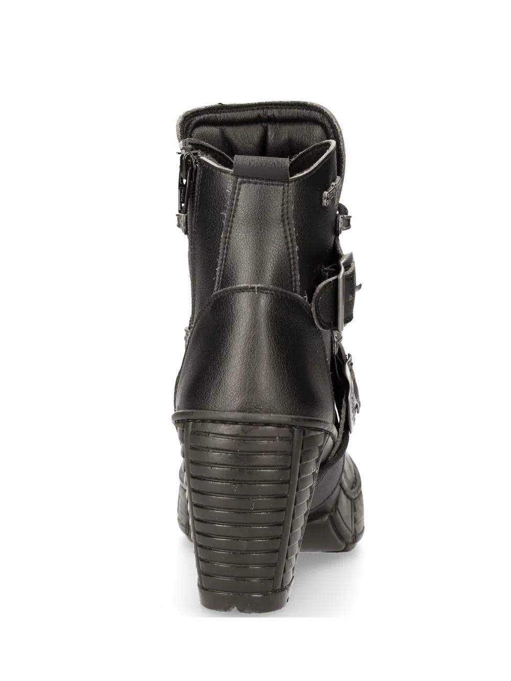 NEW ROCK Gothic Black Buckled Lace-Up Ankle Boots