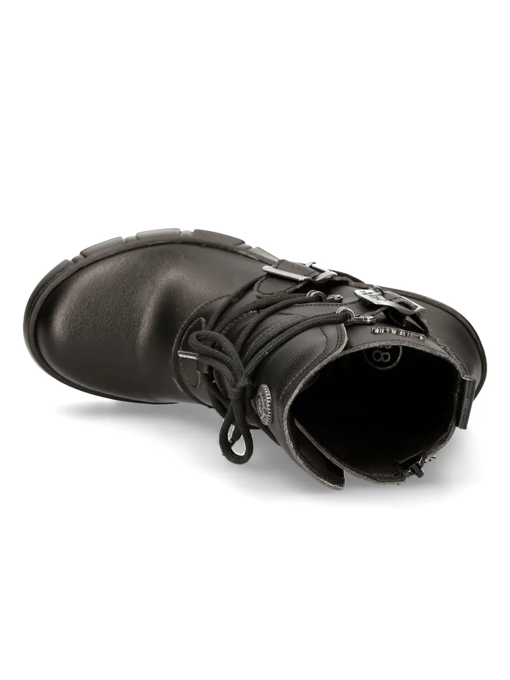 NEW ROCK Gothic Black Buckled Lace-Up Ankle Boots