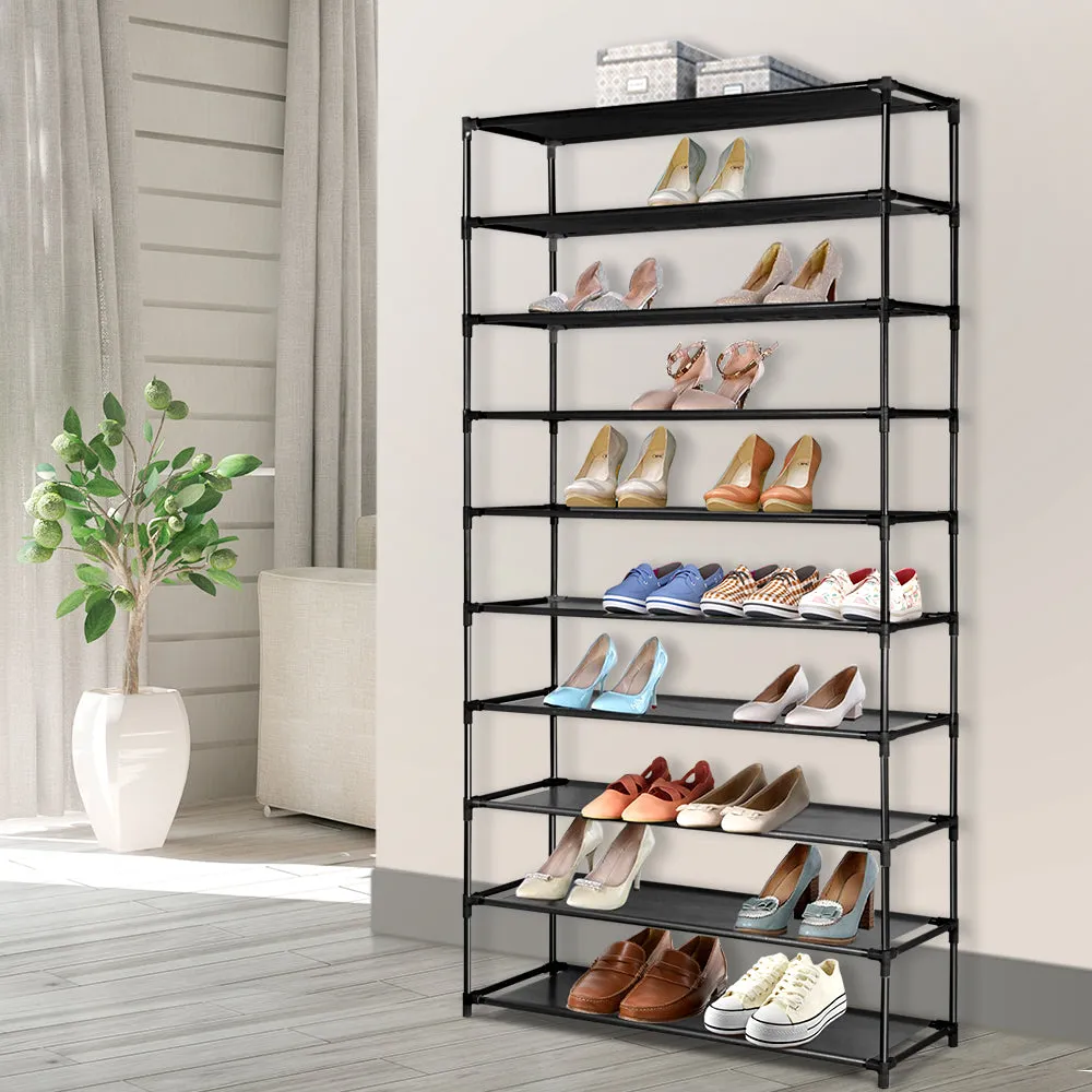 NNEDSZ 50 Pairs 10 Tier Shoe Rack Metal Shelf Holder Stackable Portable Black